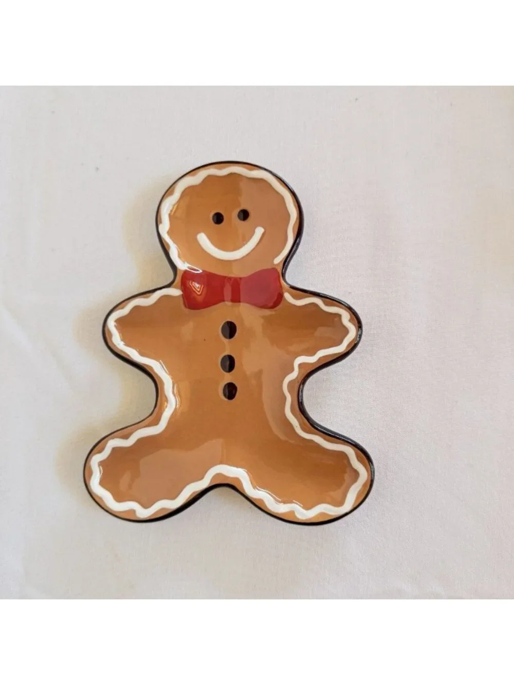 Pier 1 Imports Gingerbread Man Ceramic Trinket Dish Spoon Rest Gift Decor